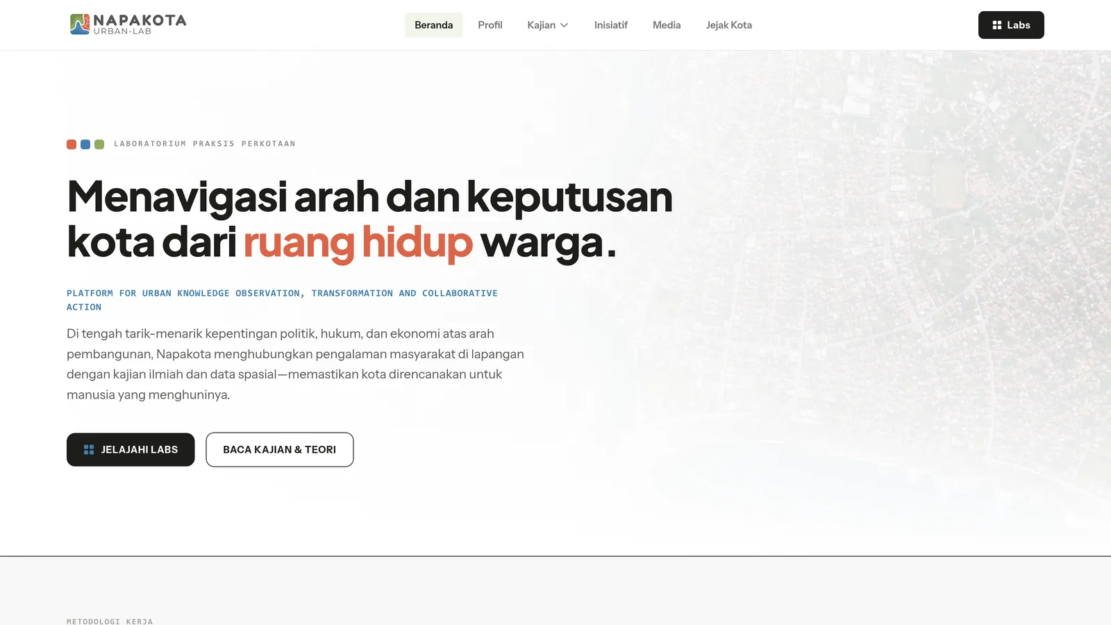 Napakota Urban Lab homepage